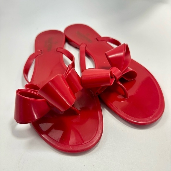 Valentino Garavani red bow rubber sandals size 11 - Picture 3 of 10